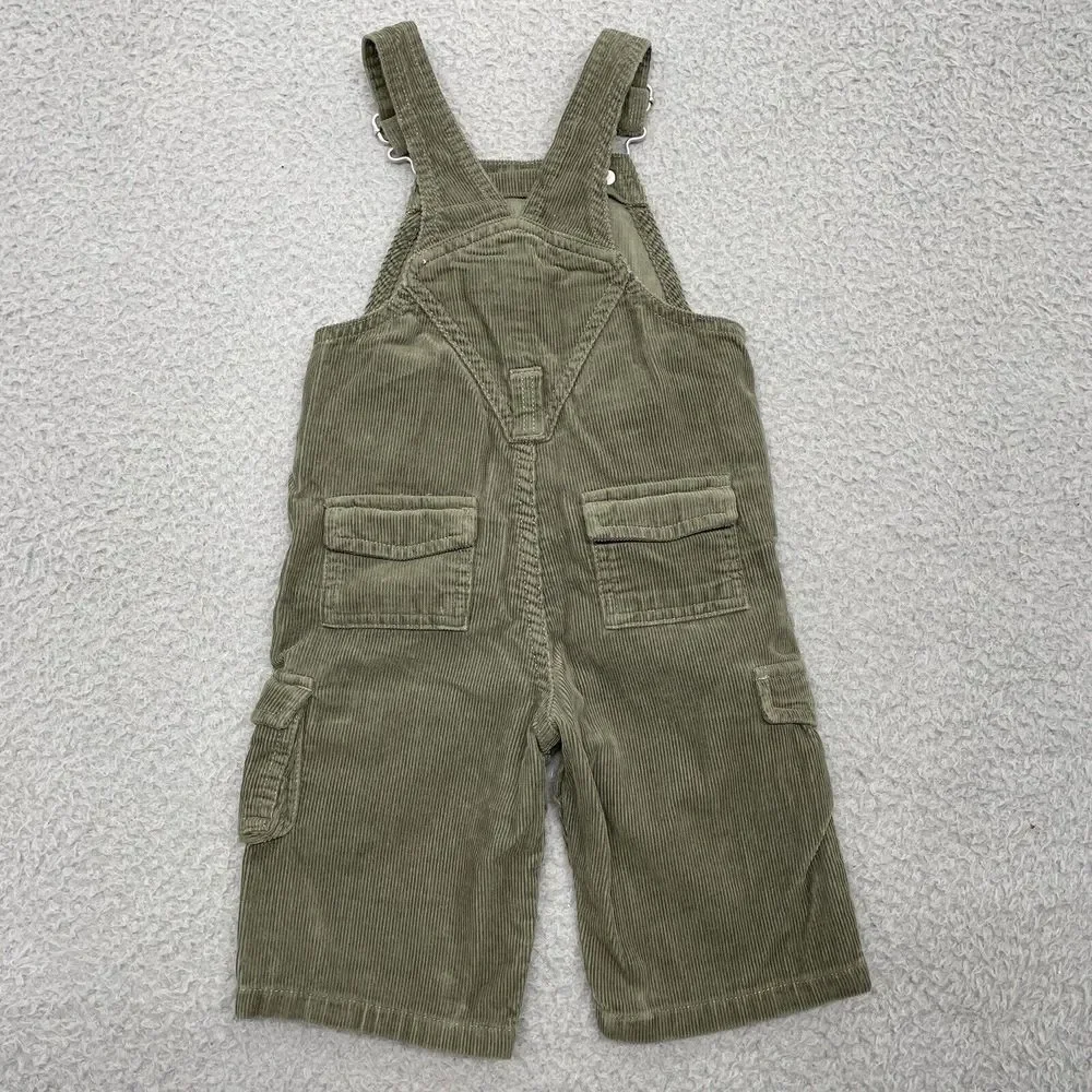 Old Navy Corduroy Bibs Baby 6/12 month Green Cargo Overalls Pockets Pants Unisex